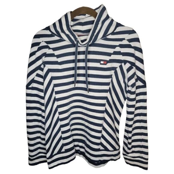 Tommy Hilfiger Womens Striped Pullover Funnelneck Pullover top SZ SMALL PETITE - Picture 1 of 5
